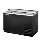 True TD-50-18-HC - Bottle Cooler, flat top, (16.5cs) 12 oz. bottles, (2) lids, black exterior